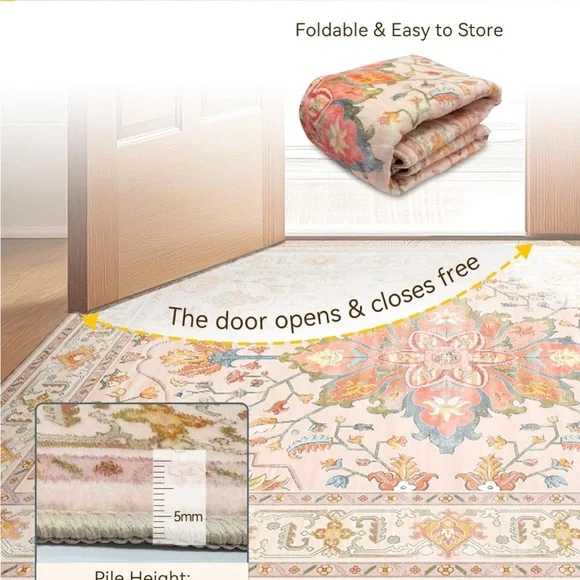 New- BOHO Area Rugs 2'x3' Kitchen Rugs Entry Rug Small Rug - Picture 5 of 6